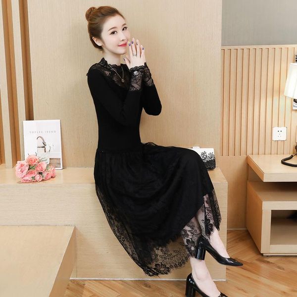 casual dresses 2021 autumn winter embroidered elegant lace long sleeve dress women plus size vestido de mujer femme robe y538, Black;gray
casual dresses 2021 autumn winter embroidered elegant lace long sleeve dress women plus size vestido de mujer femme robe y538, Black;gray