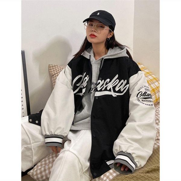 women's jackets baseball uniform women 2021 spring and autumn high-quality loose thin couple retro clothes oversized jacket, Black;brown
women's jackets baseball uniform women 2021 spring and autumn high-quality loose thin couple retro clothes oversized jacket, Black;brown