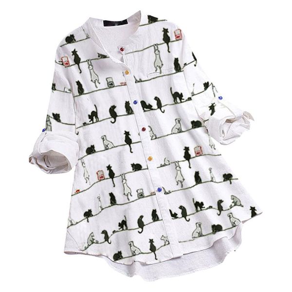 women's blouses & shirts blusas mujer de moda 2021 harajuku lovely cat print long sleeve woman spring soft cotton and linen kimono girl, White
women's blouses & shirts blusas mujer de moda 2021 harajuku lovely cat print long sleeve woman spring soft cotton and linen kimono girl, White