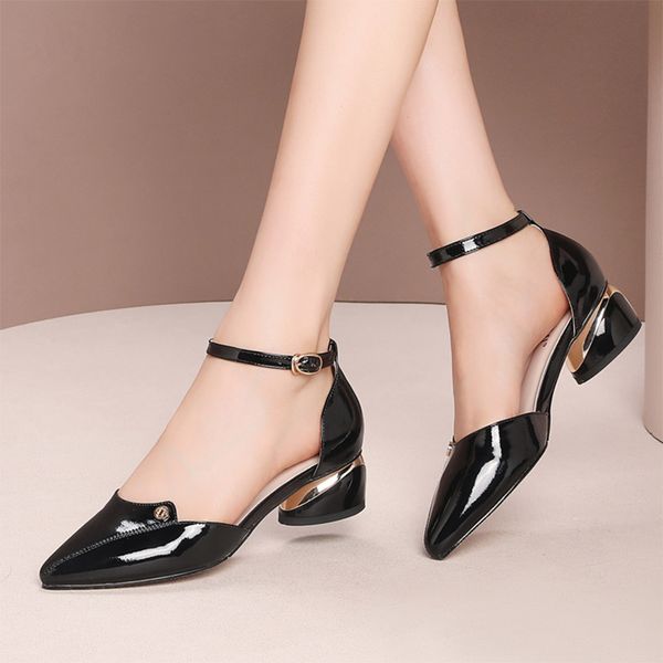 2020 summer women sandals patent leather ankle strap dress shoes medium heels pumps office shoes female mujer 8148n, Black
2020 summer women sandals patent leather ankle strap dress shoes medium heels pumps office shoes female mujer 8148n, Black