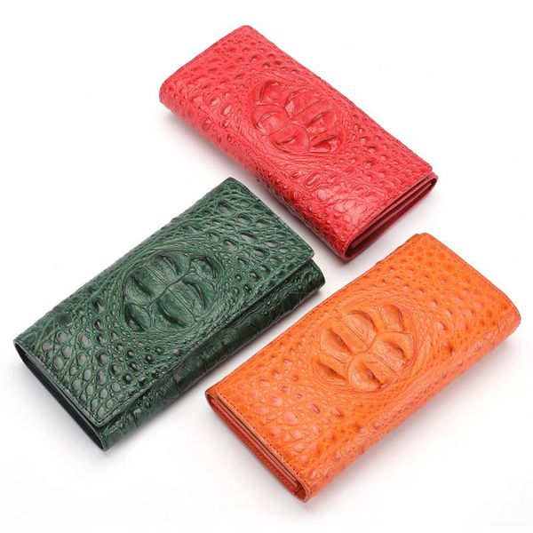 wallets authentic alligator skin women's long hasp bifold wallet genuine crocodile leather lady large card purse female phone clutch ba, Red;black
wallets authentic alligator skin women's long hasp bifold wallet genuine crocodile leather lady large card purse female phone clutch ba, Red;black