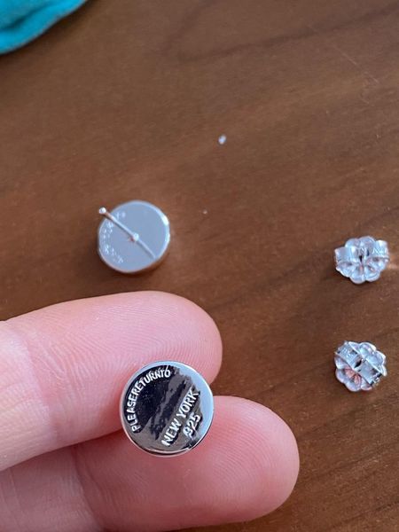 stud 1:1 women's sterling silver classic logo round engraved letter earrings circle earring couple coin male female gift, Golden;silver
