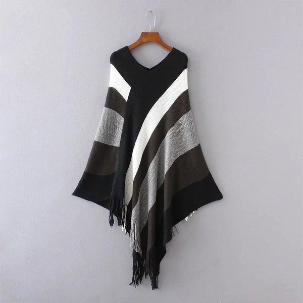 women's sweaters fringe splicing womens capes and ponchoes 2021 autumn winter women fashion candy colors tassel pullovers ladie knitted, White;black
women's sweaters fringe splicing womens capes and ponchoes 2021 autumn winter women fashion candy colors tassel pullovers ladie knitted, White;black