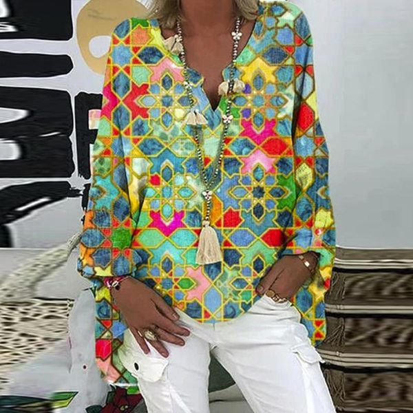 women's t-shirt linen cotton vintage print women plus size long sleeve t shirts v-neck casual loose turn down collar tunic top, White
women's t-shirt linen cotton vintage print women plus size long sleeve t shirts v-neck casual loose turn down collar tunic top, White