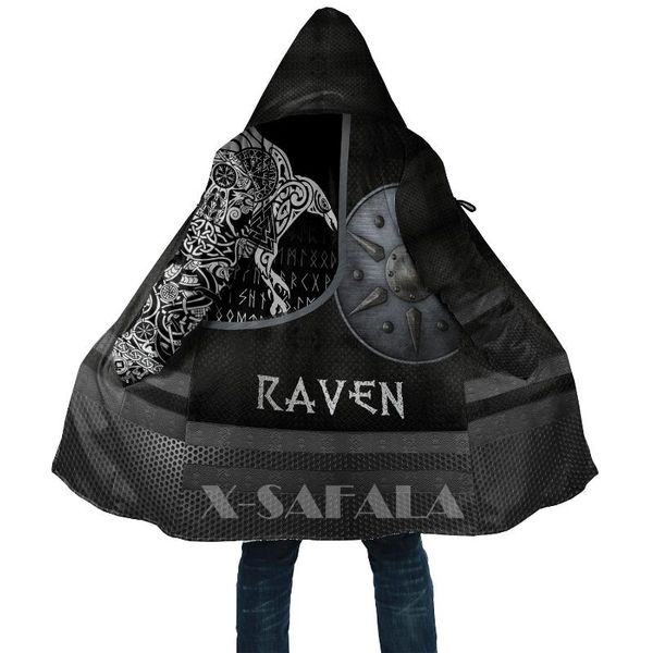 men's wool & blends viking style armor raven tattoo 3d printed hoodie long duffle coat hooded blanket cloak thick jacket cotton pullove, Black
men's wool & blends viking style armor raven tattoo 3d printed hoodie long duffle coat hooded blanket cloak thick jacket cotton pullove, Black