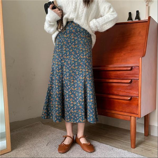 all match skirt trumpet mermaid sweet corduroy autumn floral printing high waist chic long mid calf retro, Black
all match skirt trumpet mermaid sweet corduroy autumn floral printing high waist chic long mid calf retro, Black