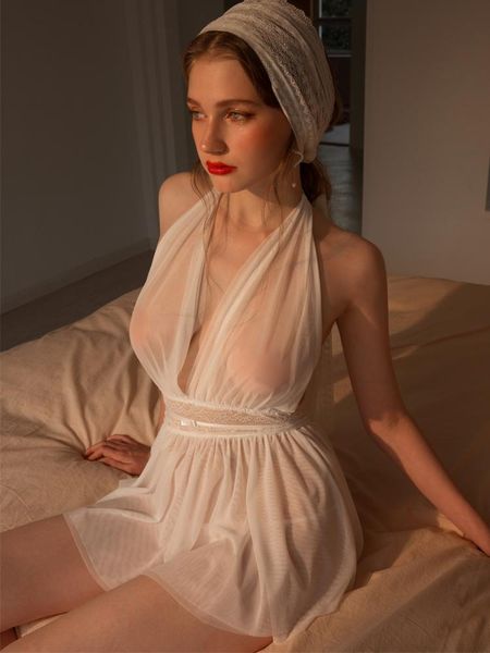 women's sleepwear summer halter backless lace spaghetti strap nightdress seduction perspective dress with g-string nightgown home wear, Black;red
women's sleepwear summer halter backless lace spaghetti strap nightdress seduction perspective dress with g-string nightgown home wear, Black;red