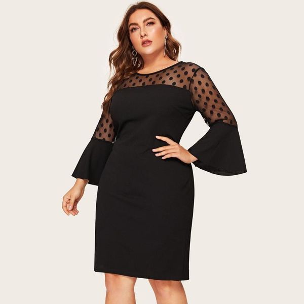 fashion vestido dress women plus size o-neck flare sleeve polka dot mesh patchwork midi dress party dresses jurken grote mat, Black;gray
fashion vestido dress women plus size o-neck flare sleeve polka dot mesh patchwork midi dress party dresses jurken grote mat, Black;gray