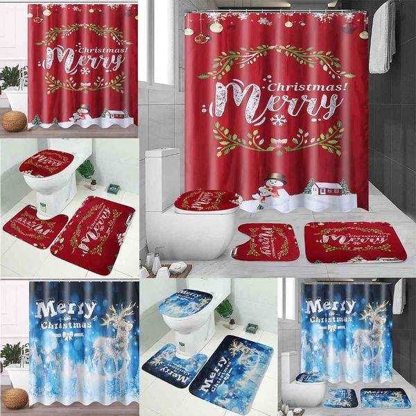 merry christmas toilet bathroom set snow elk snowman bell elk pattern waterproof shower curtain toilet cover mat non-slip rug
merry christmas toilet bathroom set snow elk snowman bell elk pattern waterproof shower curtain toilet cover mat non-slip rug