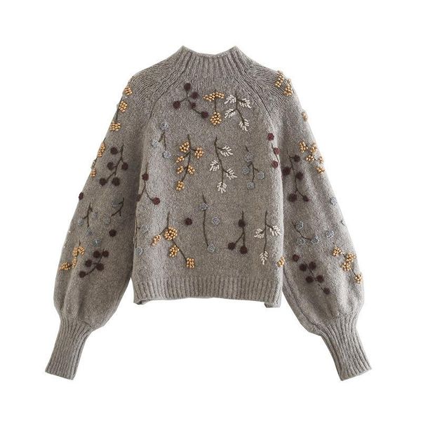 women beading flowers turtleneck sweater jumper female elegant oversize pullovers chic 3l68, White;black
women beading flowers turtleneck sweater jumper female elegant oversize pullovers chic 3l68, White;black