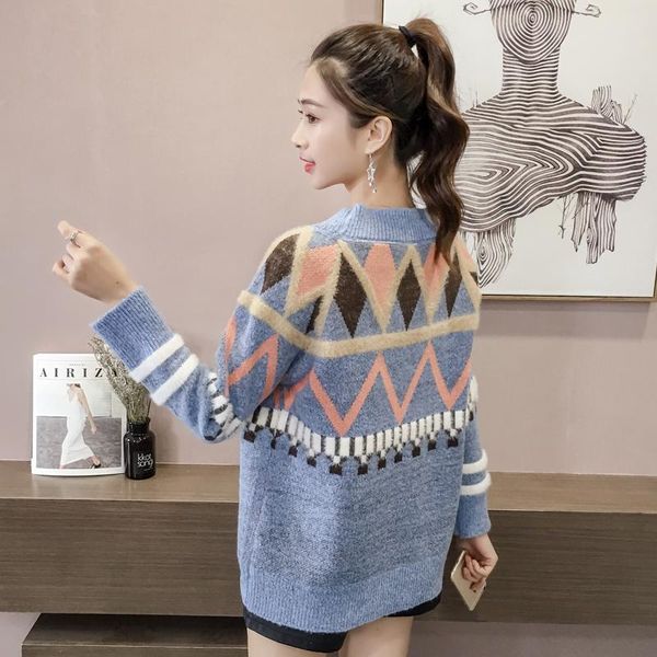 women's sweaters 2021 autumn sweater cardigan korean version of the loose v-neck fashion coat tide, White;black
women's sweaters 2021 autumn sweater cardigan korean version of the loose v-neck fashion coat tide, White;black