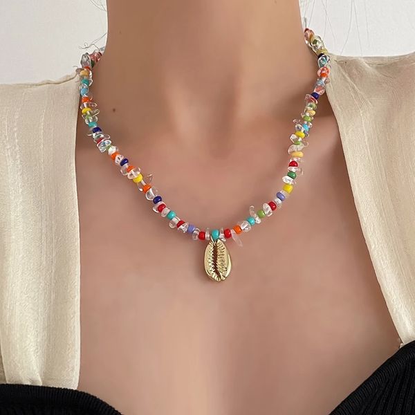 2021 chic colorful beads shell pendant necklace fashion choker necklace jewelry, Golden;silver
2021 chic colorful beads shell pendant necklace fashion choker necklace jewelry, Golden;silver