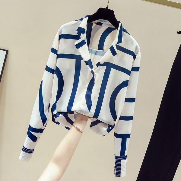 women's blouses & shirts fashion contrast color striped turn-down collar thin loose long-sleeved shirt women autumn irregular hem elega, White
women's blouses & shirts fashion contrast color striped turn-down collar thin loose long-sleeved shirt women autumn irregular hem elega, White