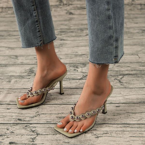 slippers 2021 rivets women slipper summer outdoor sandal slip on flip flop ladies thin high heels slides elegant female shoes, Black
slippers 2021 rivets women slipper summer outdoor sandal slip on flip flop ladies thin high heels slides elegant female shoes, Black