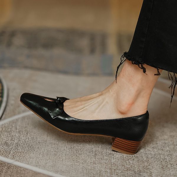 womens genuine leather thick med heel square toe slip-on pumps soft comfortable elegabt ladies korean style sweet bowtie shoesdress shoes, Black
womens genuine leather thick med heel square toe slip-on pumps soft comfortable elegabt ladies korean style sweet bowtie shoesdress shoes, Black