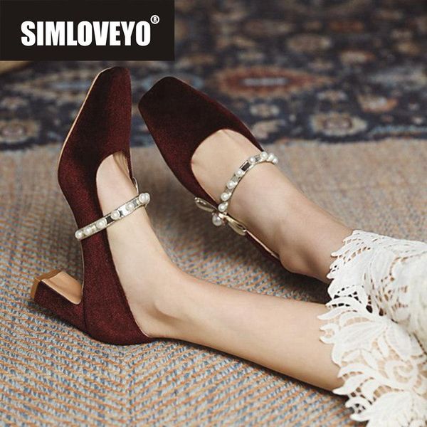 dress shoes simloveyo 2021 women pumps square toe 7cm block heels flock buckle pearl elegent stylish vintage big size 48 casual a3830, Black
dress shoes simloveyo 2021 women pumps square toe 7cm block heels flock buckle pearl elegent stylish vintage big size 48 casual a3830, Black