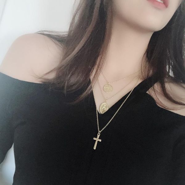 pendant necklaces hebedeer necklace chain women jewelry lover round cross light yellow gold color bohemia trendy collares collier, Silver
pendant necklaces hebedeer necklace chain women jewelry lover round cross light yellow gold color bohemia trendy collares collier, Silver