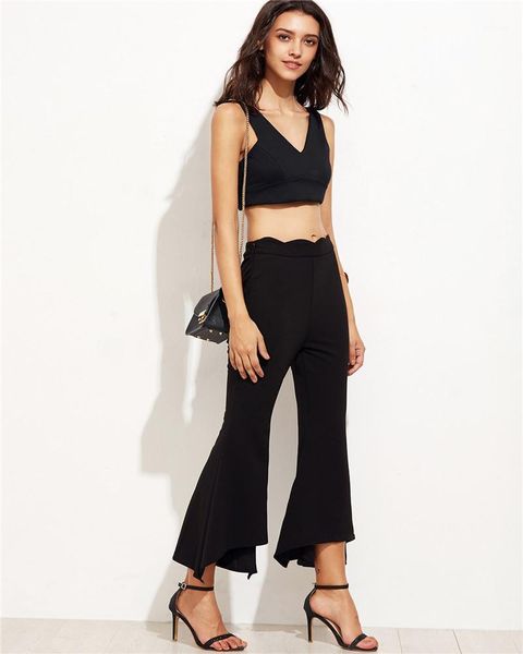 women's pants & capris europe and the united states foot irregular trumpet casual, Black;white
women's pants & capris europe and the united states foot irregular trumpet casual, Black;white