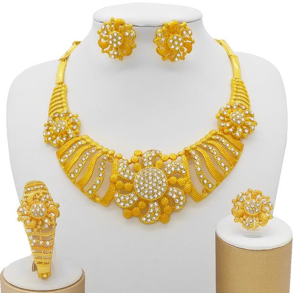 earrings & necklace 24k gold color jewelry sets for women bridal luxury bracelet ring set african wedding ornament gifts, Silver
earrings & necklace 24k gold color jewelry sets for women bridal luxury bracelet ring set african wedding ornament gifts, Silver