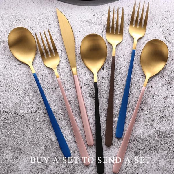 cutlery gold stainless steel flatware spoons knifes forks set steak knives kitchen black cutlery tray faqueiro tableware 50f006
cutlery gold stainless steel flatware spoons knifes forks set steak knives kitchen black cutlery tray faqueiro tableware 50f006