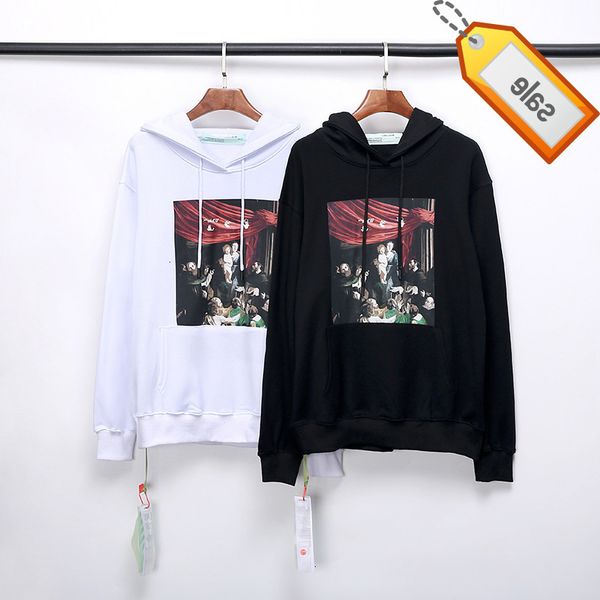 new off style white 20fw virgin oil painting direct jet printed cotton terry hooded sweater, Black
new off style white 20fw virgin oil painting direct jet printed cotton terry hooded sweater, Black