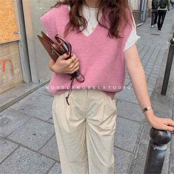 v neck girls pullover vest sweater autumn winter pink knitted women sweaters sleeveless warm sweater casual oversize 210819, Black;white
v neck girls pullover vest sweater autumn winter pink knitted women sweaters sleeveless warm sweater casual oversize 210819, Black;white
