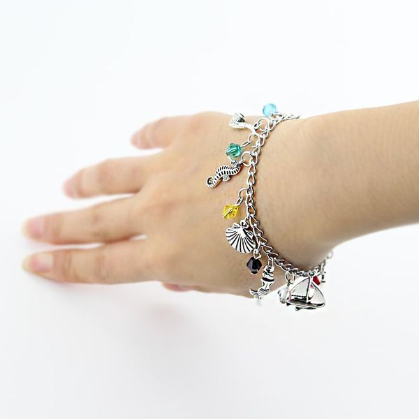 link, chain fashion cute tale the little mermaid bracelet shell crown fish note pendant wristlet bangles for women girls, Black
link, chain fashion cute tale the little mermaid bracelet shell crown fish note pendant wristlet bangles for women girls, Black