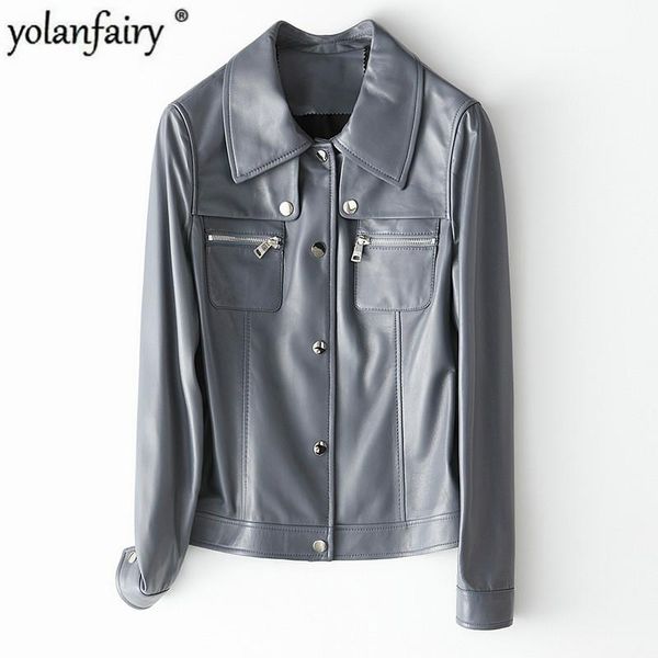 women's leather & faux 2021 spring genuine jacket 100% sheepskin coat female autumn short real women hq20-yxg1976a kj, Black
women's leather & faux 2021 spring genuine jacket 100% sheepskin coat female autumn short real women hq20-yxg1976a kj, Black