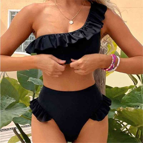ruffle high waist bikini one shoulder swimsuit women high cut leg swimwear ruched swim beach wear bathing suit, White;black
ruffle high waist bikini one shoulder swimsuit women high cut leg swimwear ruched swim beach wear bathing suit, White;black