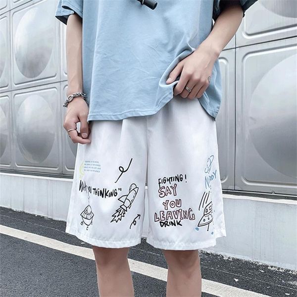 men's shorts summer white graffiti loose large size outdoor beach fashion casual five-point pants men sports, White;black
men's shorts summer white graffiti loose large size outdoor beach fashion casual five-point pants men sports, White;black