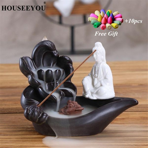 fragrance lamps 10pcs incense cones + white ceramic buddha monk backflow burner stick holder stand censer home decor crafts
fragrance lamps 10pcs incense cones + white ceramic buddha monk backflow burner stick holder stand censer home decor crafts