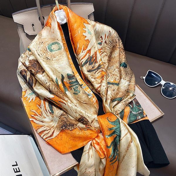scarves western style sunflower printed satin silk scarf shawl for women soft breathable sunscreen towel travel beach dress scarfs, Blue;gray
scarves western style sunflower printed satin silk scarf shawl for women soft breathable sunscreen towel travel beach dress scarfs, Blue;gray