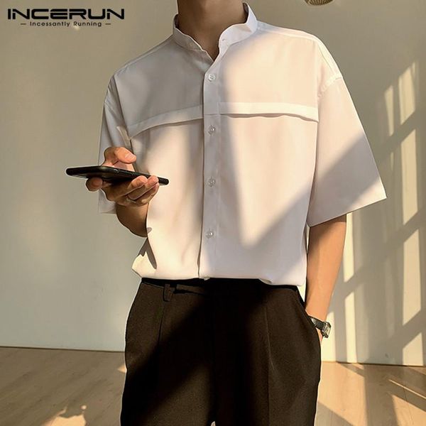 men's casual shirts incerun male basic loose chemise men summer short sleeve stand collar blouse leisure solid buttons camisa s-5xl 7, White;black
men's casual shirts incerun male basic loose chemise men summer short sleeve stand collar blouse leisure solid buttons camisa s-5xl 7, White;black