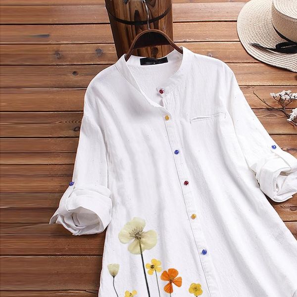 women vintage casual flower print clothes colorful button long sleeve shirt blouse cotton female spring plus size clothing, White
women vintage casual flower print clothes colorful button long sleeve shirt blouse cotton female spring plus size clothing, White