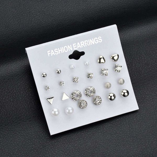 memory modyle gold color crystal study set 12 pairs trendy square ball heart small earrings women christmas earring, Golden 
memory modyle gold color crystal study set 12 pairs trendy square ball heart small earrings women christmas earring, Golden
