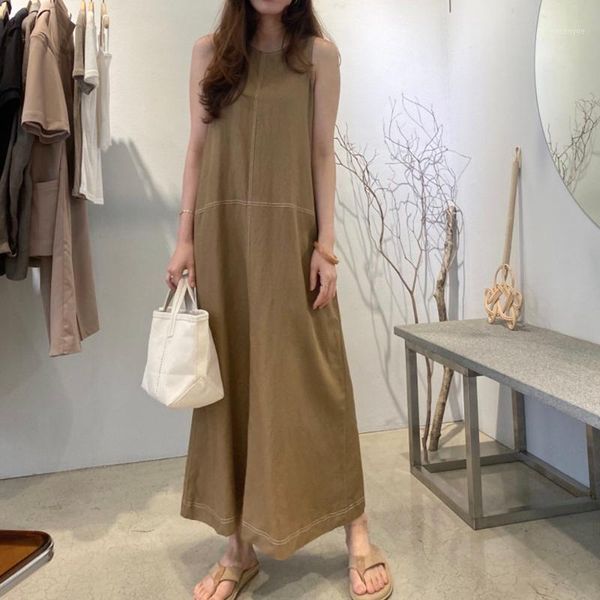 casual dresses korean fashion sleeveless solid color round neck 2021 summer women's dress bright line loose simplicity, Black;gray
casual dresses korean fashion sleeveless solid color round neck 2021 summer women's dress bright line loose simplicity, Black;gray