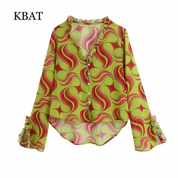 women's blouses & shirts kbat ruffle women print button up shirt woman summer 2021 long sleeve geometric blouse female fashion, White
women's blouses & shirts kbat ruffle women print button up shirt woman summer 2021 long sleeve geometric blouse female fashion, White