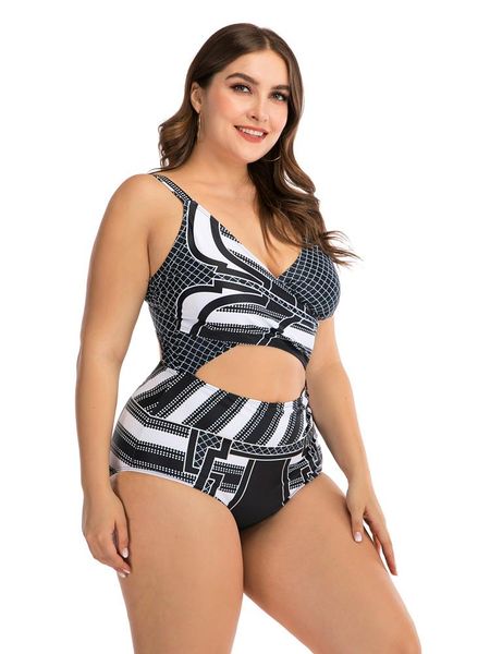 one-piece suits swimwear women plus size 4xl cross type v-neck beachwear monokini swimsuit female 2021 summer swimming clothing 
one-piece suits swimwear women plus size 4xl cross type v-neck beachwear monokini swimsuit female 2021 summer swimming clothing