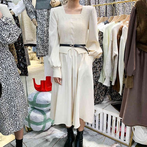 autumn and winter korean temperament office lady square collar ruched puff sleeve knitted stitching sweater dress with belt 210525, Black;gray
autumn and winter korean temperament office lady square collar ruched puff sleeve knitted stitching sweater dress with belt 210525, Black;gray