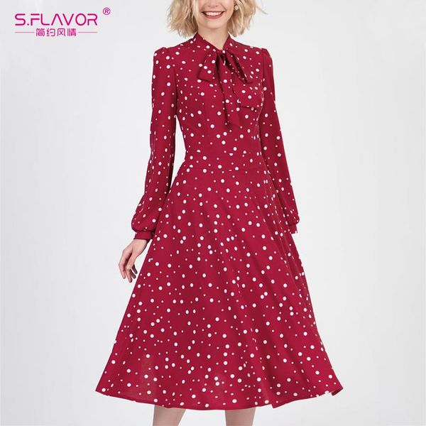 s.flavor 2021 spring autumn casual a line dress vintage polka dot print dresses women bow tie neck red midi vestidos female, Black;gray
s.flavor 2021 spring autumn casual a line dress vintage polka dot print dresses women bow tie neck red midi vestidos female, Black;gray