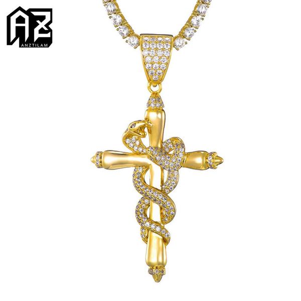 pendant necklaces az gold color snake winding cross necklace iced out cubic zirconia hip hop jewelry for man women rapper gift, Silver
pendant necklaces az gold color snake winding cross necklace iced out cubic zirconia hip hop jewelry for man women rapper gift, Silver