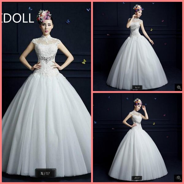 robe de soiree white lace ball gown high neck wedding dresses hollow back appliques crystals wedding dress cap sleeve bride dress
robe de soiree white lace ball gown high neck wedding dresses hollow back appliques crystals wedding dress cap sleeve bride dress