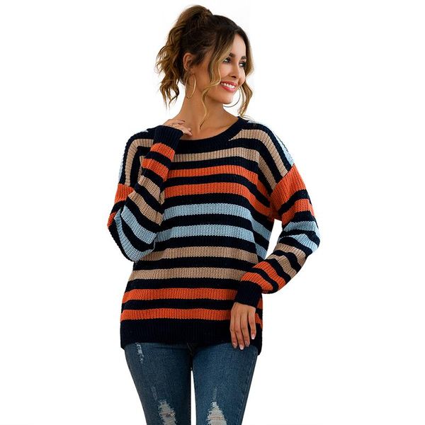 women's sweaters 2021 women autumn winter o neck casual striped multicolor loose fashion streetwear long sleeve knitted pullovers sweat, White;black
women's sweaters 2021 women autumn winter o neck casual striped multicolor loose fashion streetwear long sleeve knitted pullovers sweat, White;black