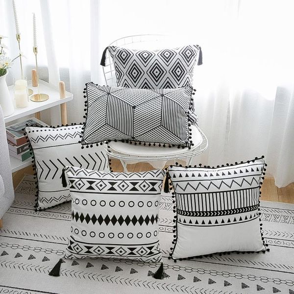 cushion/decorative pillow ins geometric cushion cover simple white black square lumbar soft modern 45x45cm pom ball fringe tassel pillowcase
cushion/decorative pillow ins geometric cushion cover simple white black square lumbar soft modern 45x45cm pom ball fringe tassel pillowcase