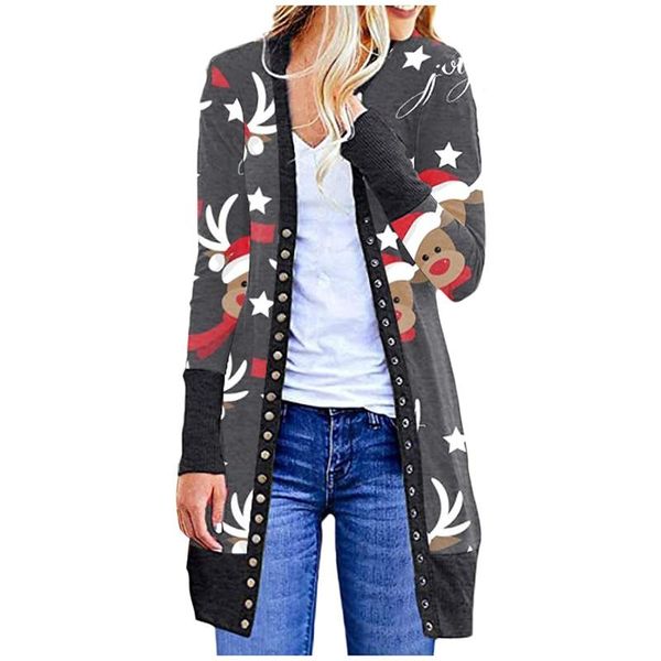 women's jackets womens thin cardigan ladies cartoon christmas print long coat button sleeve open front jacket manteau femme, Black;brown
women's jackets womens thin cardigan ladies cartoon christmas print long coat button sleeve open front jacket manteau femme, Black;brown