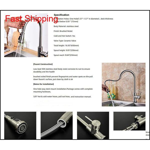 commercial modern stainless steel brushed nickel kitchen faucet with pull down sprayer high arc single handle qylulk dh_seller2010
commercial modern stainless steel brushed nickel kitchen faucet with pull down sprayer high arc single handle qylulk dh_seller2010