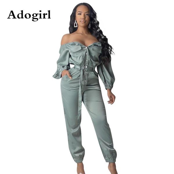 women's jumpsuits & rompers adogirl off shoulder long sleeve with pockets jumpsuit office lady button female romper belt combinaison fe, Black;white
women's jumpsuits & rompers adogirl off shoulder long sleeve with pockets jumpsuit office lady button female romper belt combinaison fe, Black;white