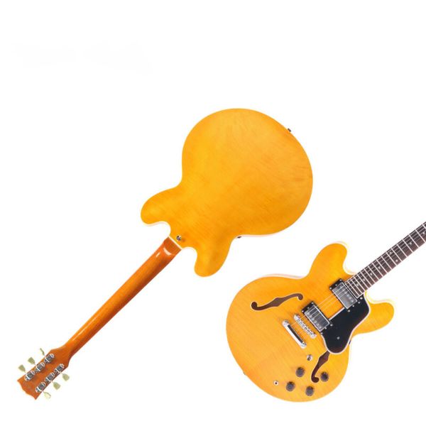 new 6 strings semi hollow body electric guitar black pickguard yellow color rosewood fingerboard mahogany body
new 6 strings semi hollow body electric guitar black pickguard yellow color rosewood fingerboard mahogany body