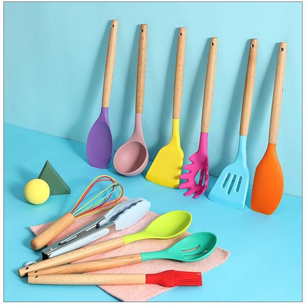 11pcs color silicone kitchenware set wooden handle silicone non-stick cookware cooking spatula 12-piece kitchen utensils
11pcs color silicone kitchenware set wooden handle silicone non-stick cookware cooking spatula 12-piece kitchen utensils