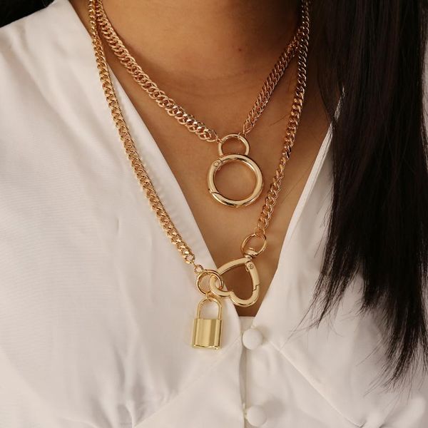 pendant necklaces ms. layered chain necklace golden padlock lock punk jewelry unique style, Silver
pendant necklaces ms. layered chain necklace golden padlock lock punk jewelry unique style, Silver